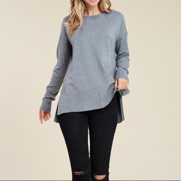 **LAST ONE!** Boutique Grey Center Seamed Sweater - Picture 3 of 6